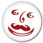Mustache Smiley Face Button/Fridge Magnet/purse mirror
